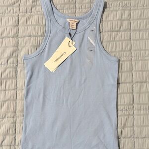 Calvin Klein Pale Blue Ribbed Scoop Tank